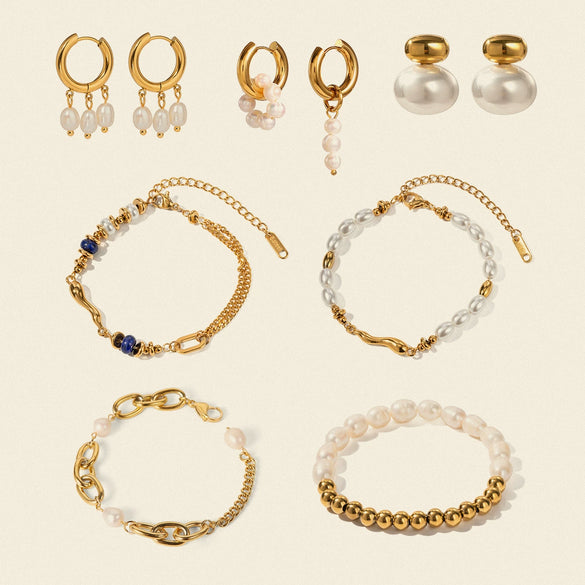 Stainless Steel Jewelry Bracelet And Earrings With Geometric Design And Electroplating For Women
