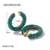 Stainless Steel Jewelry Bracelet And Earrings With Geometric Design And Electroplating For Women