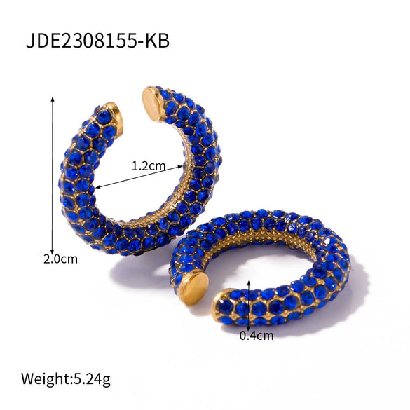 Stainless Steel Jewelry Bracelet And Earrings With Geometric Design And Electroplating For Women