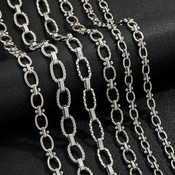 Stainless Steel Jewelry Chain With Egg Clasp Barbell For Punk Style Electrolytic Polishing Treatment