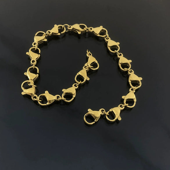 Stainless Steel Jewelry Connecting Buckle With Lobster Buckle And Real Gold Vacuum Electroplating Fashion Geometric Style