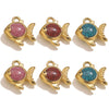 Stainless Steel Jewelry Cute Cartoon Fish Pendant With Dripping Oil Design For Diy Necklace Bracelet Bag