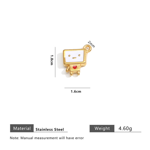 Stainless Steel Jewelry Cute Cartoon Pendant Handmade Diy Necklace With Totem Pattern And Dripping Oil Design