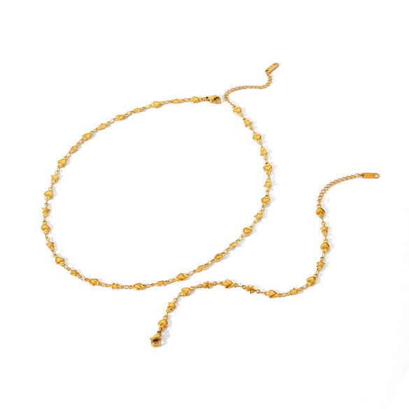 Stainless Steel Jewelry Electroplated Heart And Fivepointed Star Love Necklace And Bracelet