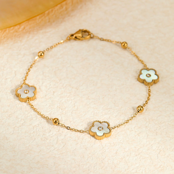 Stainless Steel Jewelry Flower Pattern Pendant Necklace Bracelet Earrings Electroplated For Women
