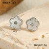 Stainless Steel Jewelry Flower Pattern Pendant Necklace Bracelet Earrings Electroplated For Women