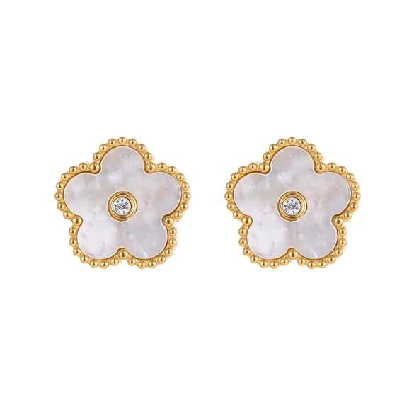 Stainless Steel Jewelry Flower Pattern Pendant Necklace Bracelet Earrings Electroplated For Women