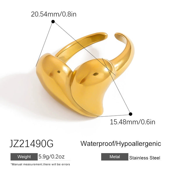 Stainless Steel Jewelry Geometric Ring Marine Series Starfish And Conch Electroplated