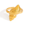 Stainless Steel Jewelry Geometric Ring Marine Series Starfish And Conch Electroplated