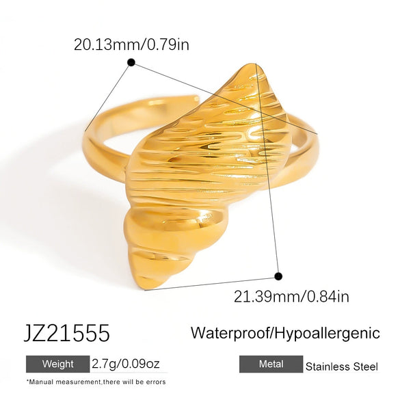 Stainless Steel Jewelry Geometric Ring Marine Series Starfish And Conch Electroplated