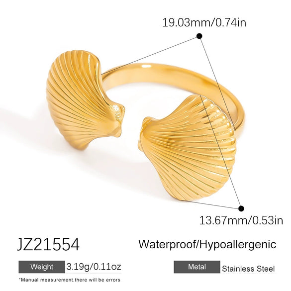 Stainless Steel Jewelry Geometric Ring Marine Series Starfish And Conch Electroplated