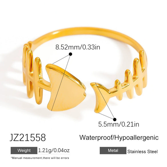 Stainless Steel Jewelry Geometric Ring Marine Series Starfish And Conch Electroplated