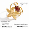 Stainless Steel Jewelry Geometric Ring Marine Series Starfish And Conch Electroplated