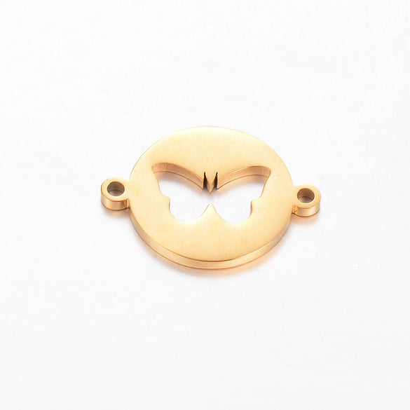 Stainless Steel Jewelry Pendant With Geometric Shape Electroplating Palm Heart Infinite Symbol Turtle Mermaid Airplane Double Hole Design