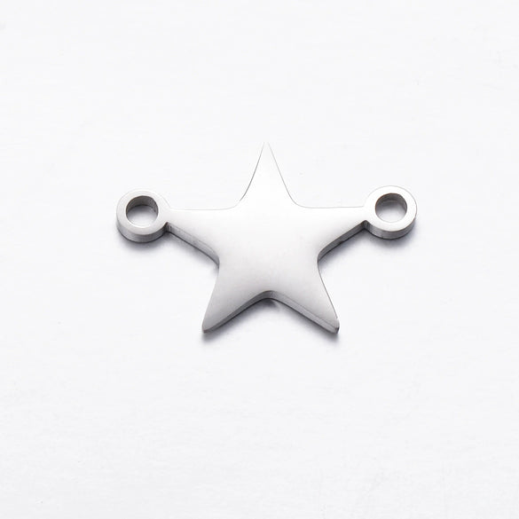 Stainless Steel Jewelry Pendant With Geometric Shape Electroplating Palm Heart Infinite Symbol Turtle Mermaid Airplane Double Hole Design