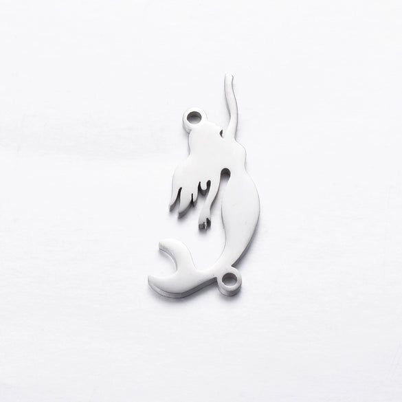 Stainless Steel Jewelry Pendant With Geometric Shape Electroplating Palm Heart Infinite Symbol Turtle Mermaid Airplane Double Hole Design