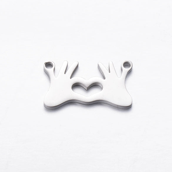 Stainless Steel Jewelry Pendant With Geometric Shape Electroplating Palm Heart Infinite Symbol Turtle Mermaid Airplane Double Hole Design