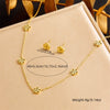 Stainless Steel Jewelry Set With Plants And Flowers Pattern Necklace Earring Bracelet For Women