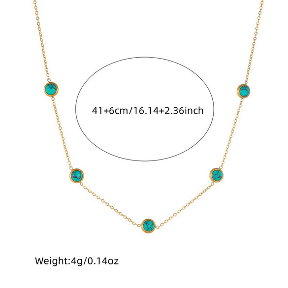 Stainless Steel Jewelry Set With Retro Style Including Round Earrings Clavicle Chain And Bracelet Electroplated