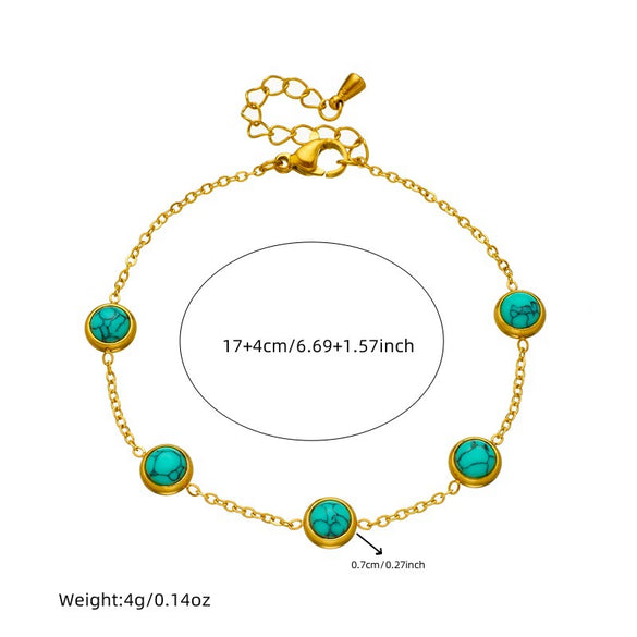 Stainless Steel Jewelry Set With Retro Style Including Round Earrings Clavicle Chain And Bracelet Electroplated