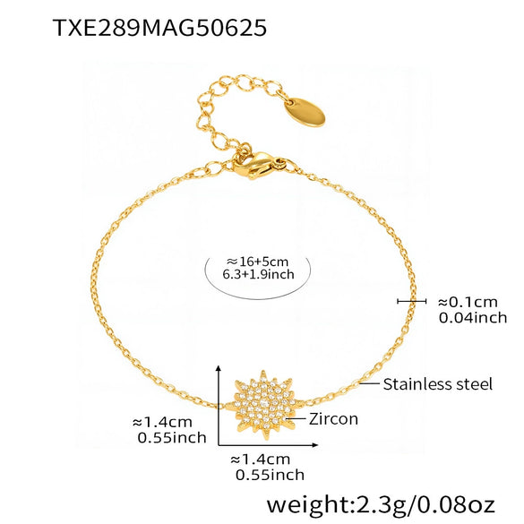 316L Stainless Steel Jewelry Set With Sun Ray Design Electroplated Necklace Bracelet Ring