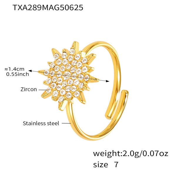 316L Stainless Steel Jewelry Set With Sun Ray Design Electroplated Necklace Bracelet Ring