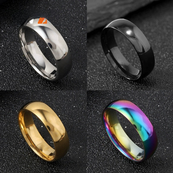 Stainless Steel Jewelry Simple Bright Surface Inner And Outer Arc Plain Ring Titanium Steel Ring Couple Ring Ring