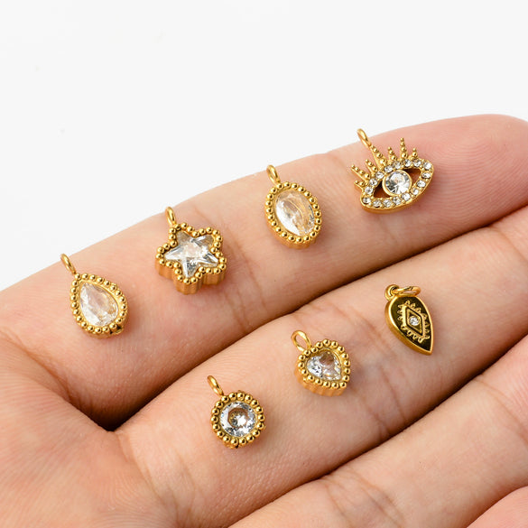 Stainless Steel Jewelry With Diamond Zircon Electroplated Geometric Earrings Bracelet Necklace