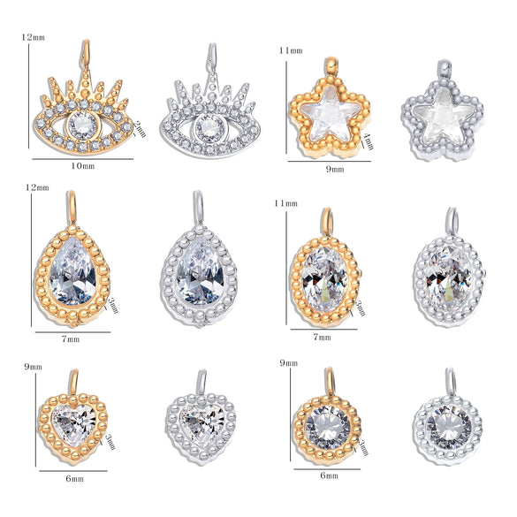Stainless Steel Jewelry With Diamond Zircon In Round Love Fivepointed Star Eyes Oval Water Drop Shapes Electroplated Earrings Bracelet Necklace Diy Accessories