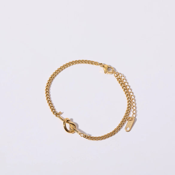 Stainless Steel Jewelry With Mixed Gemstone Inlay Love Knot Letter Pendant Snake Bone Chain Diamond Design Minimalist Style