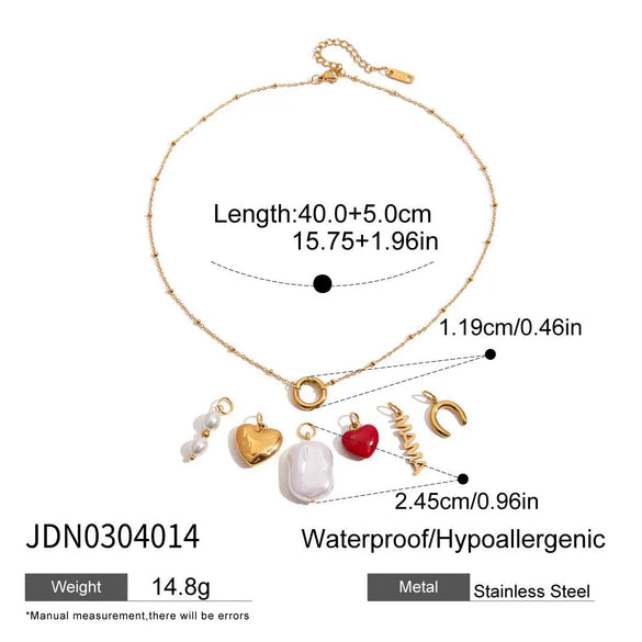 Stainless Steel Jewelry With Pearl Dripping Oil Letter And Heart Shapes Electroplating Process Sweet And Romantic Design For Women