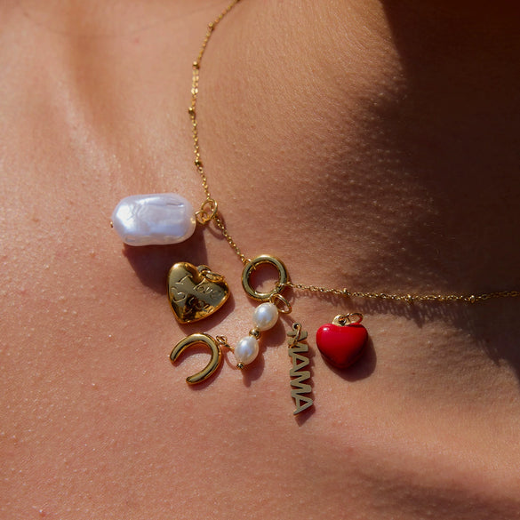 Stainless Steel Jewelry With Pearl Dripping Oil Letter And Heart Shapes Electroplating Process Sweet And Romantic Design For Women