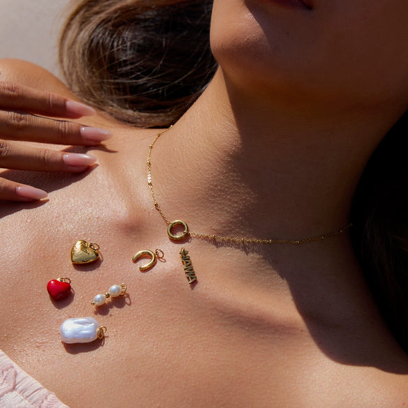 Stainless Steel Jewelry With Pearl Dripping Oil Letter And Heart Shapes Electroplating Process Sweet And Romantic Design For Women