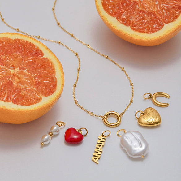 Stainless Steel Jewelry With Pearl Dripping Oil Letter And Heart Shapes Electroplating Process Sweet And Romantic Design For Women