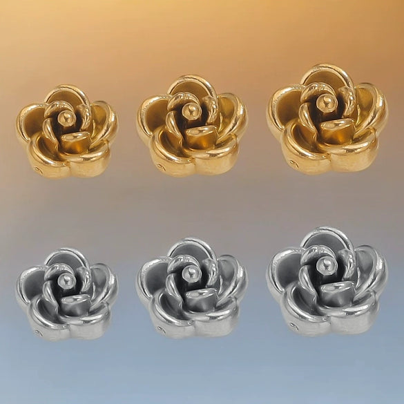 Stainless Steel Jewelry With Rose Pattern Electroplated Handmade Pendant Necklace And Bracelet