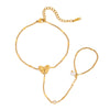Stainless Steel Jewelry Women's Elegant Geometric Style Electroplated Bracelet With Pearl And Diamond Butterfly