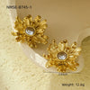 Stainless Steel 18K Asymmetrical Petals Zircon Inlaid Electroplated Vintage Women's Earrings