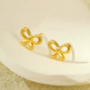 Stainless Steel 18K Electroplated Bow Star Inlaid Zircon Women's Earrings Set