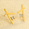 Stainless Steel 18K Electroplated Cross Zircon Women's Earrings Simple Fashion Design