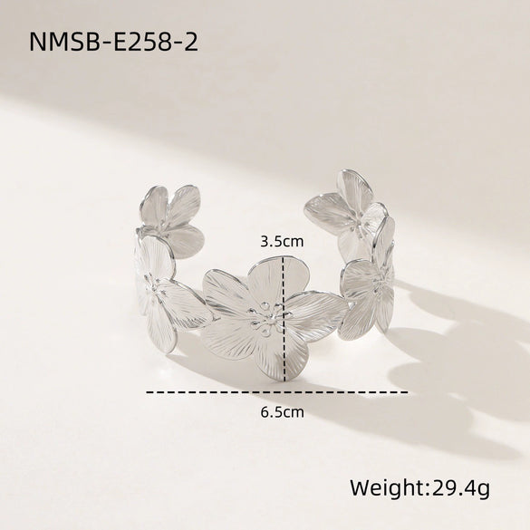 Stainless Steel 18K Electroplated Fashion Ol Plant Flowers Petal Bracelet Jewelry