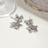 Stainless Steel 18K Electroplated Fivepointed Star Bow Earrings For Women