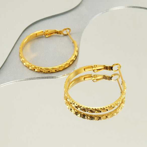 Stainless Steel 18K Electroplated Geometric Ear Buckle Earrings For Women