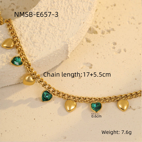 Stainless Steel 18K Electroplated Geometric Rhinestone Tassel Women's Bracelet