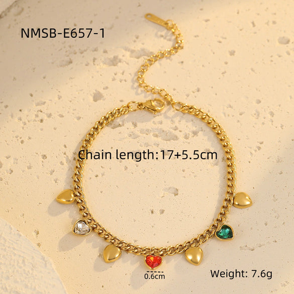 Stainless Steel 18K Electroplated Geometric Rhinestone Tassel Women's Bracelet