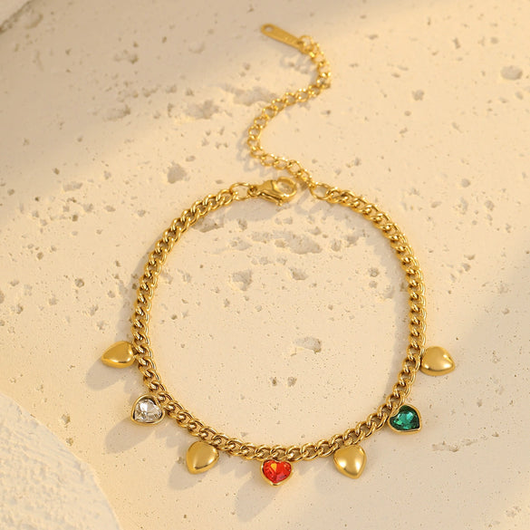 Stainless Steel 18K Electroplated Geometric Rhinestone Tassel Women's Bracelet