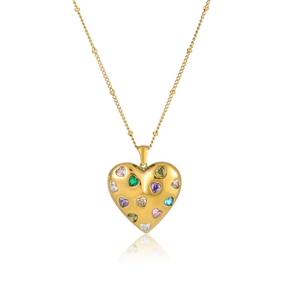 Stainless Steel 18K Electroplated Love Peach Heart Pendant Necklace For Women