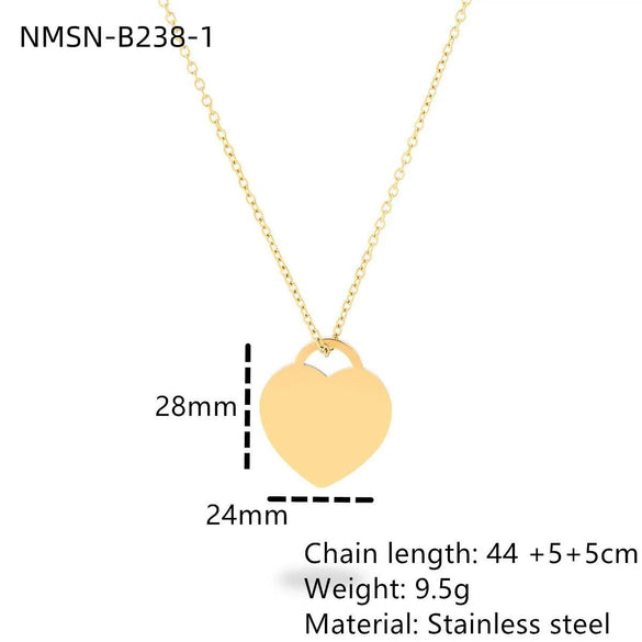 Stainless Steel 18K Electroplated Love Peach Heart Pendant Necklace For Women