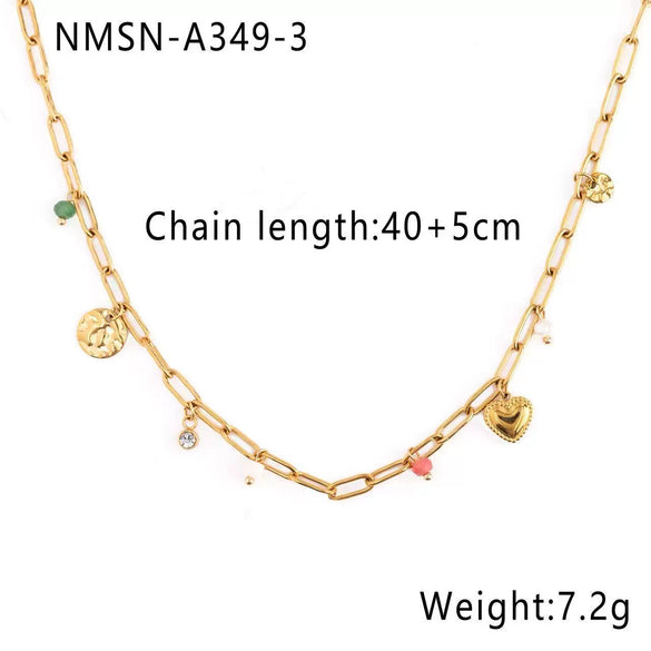 Stainless Steel 18K Electroplated Love Peach Heart Pendant Necklace For Women