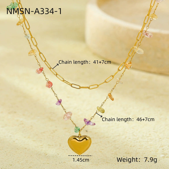Stainless Steel 18K Electroplated Love Peach Heart Pendant Necklace For Women