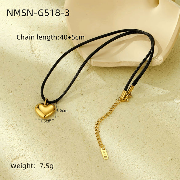 Stainless Steel 18K Electroplated Love Peach Heart Pendant Necklace For Women